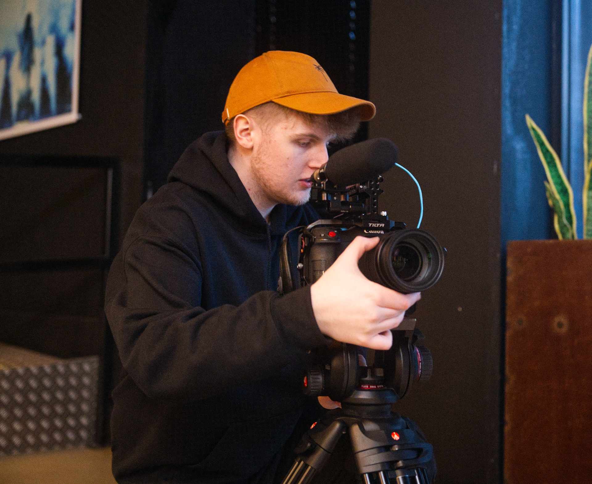 Josiah taking pictures for a charity client at Vault 5 Digital in Halifax, West Yorkshire