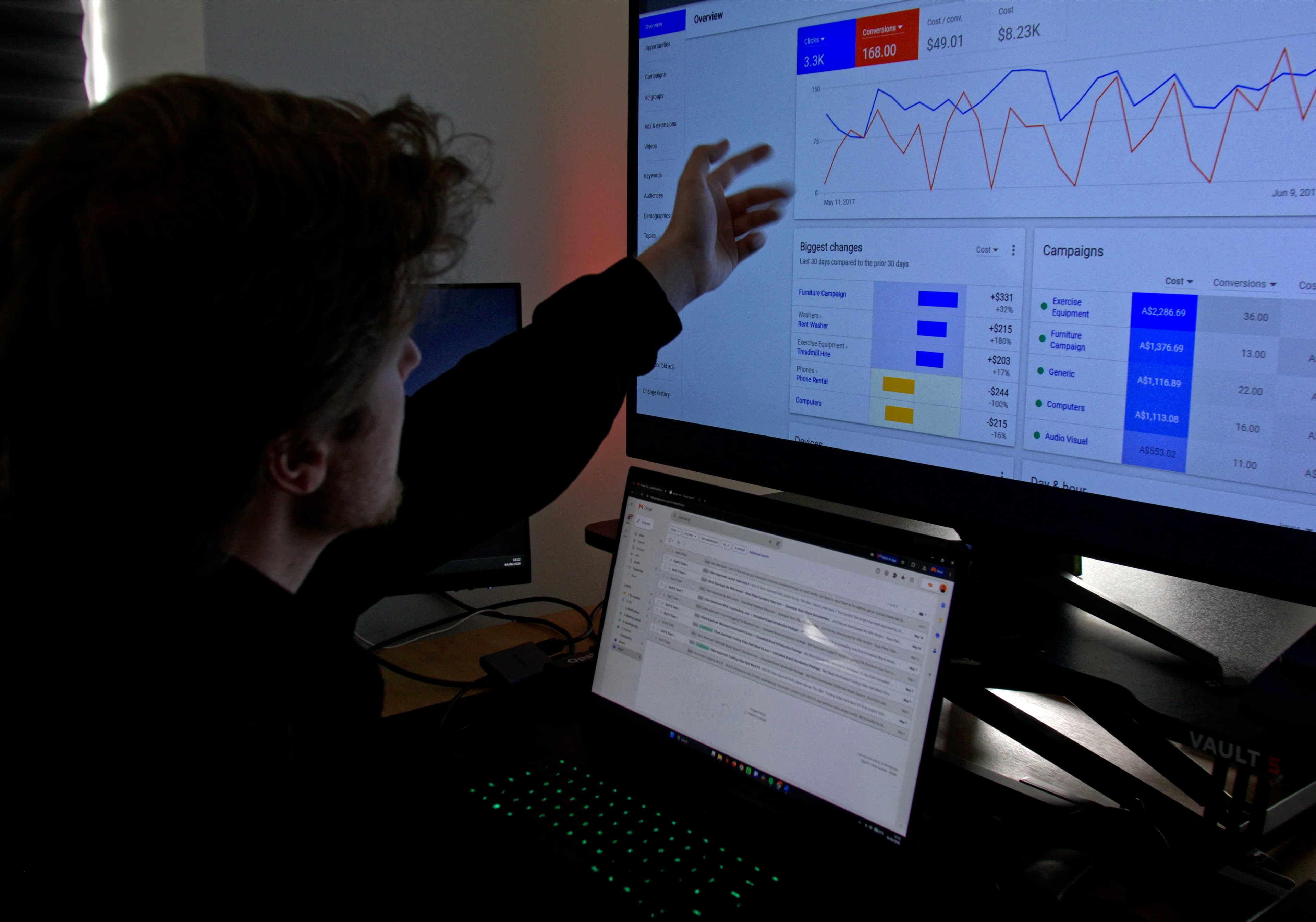 Josiah working through Google Nonprofit Ad Grant setup for a charity client
